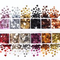 PET Sequin, Heart, DIY, mixed colors, 130x53x12mm, Sold By Box