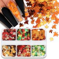 PET Sequin, Maple Leaf, DIY, mixed colors, 73x47x11mm, Sold By Box