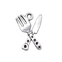 Zinc Alloy Pendant Rhinestone Setting Knife and Fork antique silver color plated vintage & DIY nickel lead & cadmium free Sold By PC
