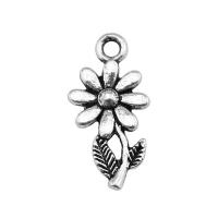 Tibetan Style Flower Pendants, plated, vintage & DIY, more colors for choice, nickel, lead & cadmium free, 10x19mm, Sold By PC