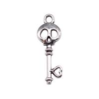 Tibetan Style Key Pendants, antique silver color plated, vintage & DIY, nickel, lead & cadmium free, 9x26mm, Sold By PC