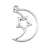 Tibetan Style Moon Pendants, Moon and Star, plated, vintage & DIY & hollow, more colors for choice, nickel, lead & cadmium free, 25x37mm, Sold By PC