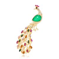 Rhinestone Brooch, Tibetan Style, Peacock, fashion jewelry & for woman & with rhinestone, nickel, lead & cadmium free, 30x78mm, Sold By PC