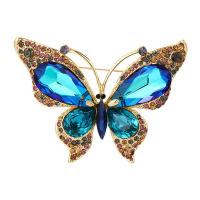 Rhinestone Brooch, Tibetan Style, Butterfly, fashion jewelry & for woman & with rhinestone, more colors for choice, nickel, lead & cadmium free, 63x47mm, Sold By PC