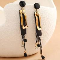 Fashion Fringe Earrings, Tibetan Style, fashion jewelry & for woman & with rhinestone, nickel, lead & cadmium free, 10x98mm, Sold By Pair