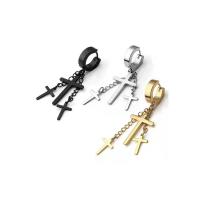 Stainless Steel Drop Earring 304 Stainless Steel Cross Vacuum Ion Plating fashion jewelry & Unisex Sold By PC