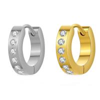 Stainless Steel Huggie Hoop Earring 304 Stainless Steel Vacuum Ion Plating fashion jewelry & micro pave cubic zirconia & for woman 14*3mm 9mm Sold By PC