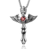 Titanium Steel Pendants, with Cubic Zirconia, Angel Wing, polished, DIY & blacken, original color, 43x60mm, Sold By PC
