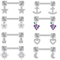 Stainless Steel Nipple Ring, 316L Stainless Steel, micro pave cubic zirconia & for woman & with rhinestone, more colors for choice, 5mm, Sold By PC