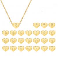 Edelstahl Schmuck Halskette, 316 L Edelstahl, mit Verlängerungskettchen von 2inch, Herz, vergoldet, mit Brief Muster & für Frau, keine, 7.50x8mm, Länge:ca. 16 ZollInch, verkauft von PC