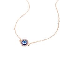 Collier Evil Eye bijoux, alliage de zinc, avec résine, avec 2inch chaînes de rallonge, Mauvais œil, Placage, pour femme & avec strass, plus de couleurs à choisir, Longueur:Environ 18 pouce, Vendu par PC