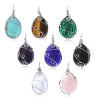 Gemstone Pendants Jewelry, with 304 Stainless Steel, Teardrop, DIY & different materials for choice, 28x50mm, 5PCs/Lot, Sold By Lot