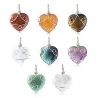 Gemstone Pendants Jewelry, with 304 Stainless Steel, Heart, DIY & different materials for choice, 30x40mm, 5PCs/Lot, Sold By Lot