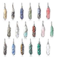 Gemstone Pendants Jewelry with 304 Stainless Steel Geometrical Pattern DIY Sold By Lot
