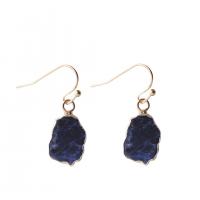 Natural Gemstone Earrings Brass with Natural Stone irregular gold color plated & for woman Sold By Lot