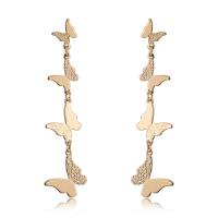 Tibetan Style Drop Earrings, Butterfly, gold color plated, fashion jewelry & for woman, golden, nickel, lead & cadmium free, 78x15mm, Sold By Pair