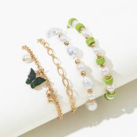 Zinc Alloy Bracelet with Polymer Clay & Resin & Plastic Pearl with 1.97inch extender chain gold color plated 4 pieces & fashion jewelry & for woman nickel lead & cadmium free Length Approx 7.09 Inch Sold By Set