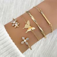 Zinc Alloy Bangle with Plastic Pearl with 1.97inch extender chain gold color plated 4 pieces & fashion jewelry & for woman & with rhinestone nickel lead & cadmium free Length Approx 7.28 Inch Sold By Set