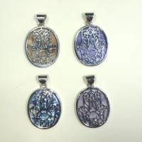 Shell Pendants, with Tibetan Style, Oval, silver color plated, dyed & Unisex, more colors for choice, 29x35mm, Sold By PC