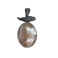 Shell Pendants with Zinc Alloy Oval silver color plated dyed & Unisex Sold By PC