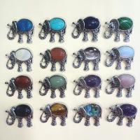 Fashion Brooch Jewelry Gemstone with Zinc Alloy Elephant silver color plated Unisex & can be used as brooch or pendant Sold By PC
