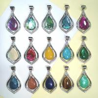 Gemstone Pendants Jewelry, with Tibetan Style, silver color plated, dyed & Unisex & with rhinestone, more colors for choice, 29x44mm, Sold By PC