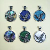 Gemstone Pendants Jewelry with Zinc Alloy Flat Round silver color plated Unisex Sold By PC