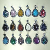 Bijoux Pendentifs en pierres gemmes, pierre gemme, avec alliage de zinc, larme, Placage de couleur argentée, unisexe, plus de couleurs à choisir, 28x38mm, Vendu par PC