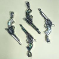Shell Pendants, with Tibetan Style, Gun, antique silver color plated, Unisex, more colors for choice, 28x57mm, Sold By PC