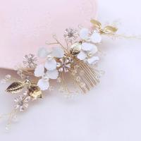 Decorative Hair Combs Zinc Alloy with Crystal & Plastic Pearl handmade fashion jewelry & for children golden nickel lead & cadmium free Sold By PC