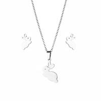 Fashion Stainless Steel Jewelry Sets Stud Earring & necklace 304 Stainless Steel Rabbit 2 pieces & fashion jewelry & for woman silver color Length Approx 17.72 Inch Sold By Set
