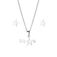 Fashion Stainless Steel Jewelry Sets Stud Earring & necklace 304 Stainless Steel Star 2 pieces & fashion jewelry & for woman silver color Length Approx 17.72 Inch Sold By Set