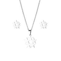 Fashion Stainless Steel Jewelry Sets, Stud Earring & necklace, 304 Stainless Steel, Star, 2 pieces & fashion jewelry & for woman, silver color, Length:Approx 17.72 Inch, Sold By Set