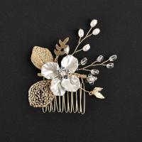 Decorative Hair Combs, Tibetan Style, with Crystal & Plastic Pearl, fashion jewelry & for woman, more colors for choice, nickel, lead & cadmium free, 55x70mm, Sold By PC