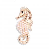 Plastic perle broche, Zinc Alloy, med Plastic Pearl, Seahorse, forgyldt, mode smykker & for kvinde, flere farver til valg, nikkel, bly & cadmium fri, 50x25mm, Solgt af PC