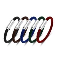 PU Leather Cord Bracelets, with 316L Stainless Steel, different length for choice & Unisex, more colors for choice, 6mm, Sold By PC