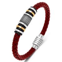 Bracelets cordon PU, cuir PU, avec acier inoxydable 316L, longueur différente pour le choix & unisexe, plus de couleurs à choisir, 6mm, Vendu par PC