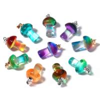 Plants Lampwork Pendants with Zinc Alloy mushroom plated DIY Sold By Bag