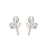925 Sterling Silver Stud Earrings, Tulip, fashion jewelry & for woman, silver color, 5.60x9.50mm, Sold By Pair