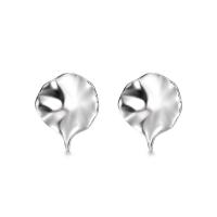 925 Sterling Silver Stud Earrings Lotus Leaf fashion jewelry & for woman silver color Sold By Pair