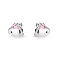 925 Sterling Silver Stud Earrings Rabbit fashion jewelry & for woman & enamel silver color Sold By Pair