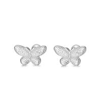 925 Sterling Silver Stud Earrings Butterfly Korean style & for woman silver color Sold By Pair