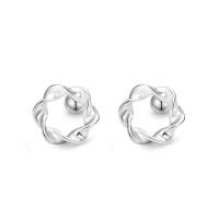 925 Sterling Silver Stud Earrings Geometrical Pattern Korean style & for woman & hollow silver color Sold By Pair