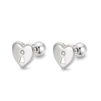 925 Sterling Silver Stud Earrings, Korean style & for woman & with rhinestone, more colors for choice, 5.7-6mm, Sold By Pair
