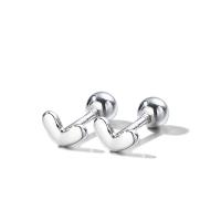 Sterling Silver Jewelry Earring, 925 Sterling Silver, Croí, stíl Cóiréis & do bhean, airgid, 2.90x4.90mm, Díolta De réir Péire