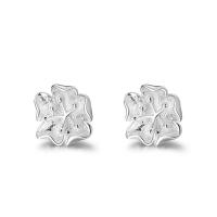 925 Sterling Silver Stud Earrings, Flower, Korean style & for woman, silver color, 8.80x8.80mm, Sold By Pair