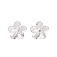 925 Sterling Silver Stud Earrings, Flower, Korean style & for woman, silver color, 9.10x9.10mm, Sold By Pair