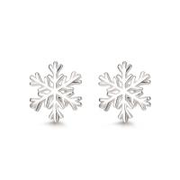 925 Sterling Silver Stud Earrings Snowflake Korean style & for woman silver color Sold By Pair