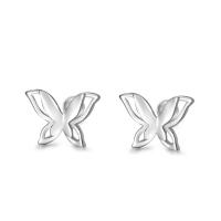 925 Sterling Silver Stud Earrings, Butterfly, Korean style & for woman & hollow, silver color, 10x7.30mm, Sold By Pair