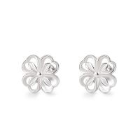 925 Sterling Silver Stud Earrings Flower Korean style & for woman & hollow silver color Sold By Pair
